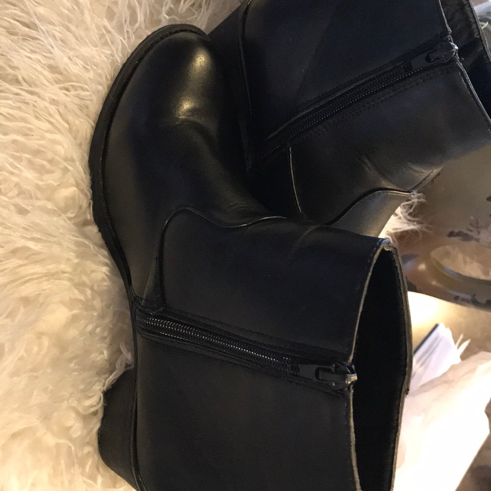 Black Fringe Zip Up Ankle Boots - Picture 5 of 5